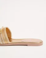 Valentino Vlogo Signature Metallic Leather Slide Sandal With Cornely Embroidery - Image 2